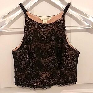 Francescas's Beige and Black Lace Midriff